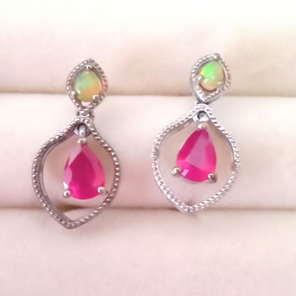 Jewelry - NIASSA RUBY, ETHIOPIAN WELO OPAL EARRINGS